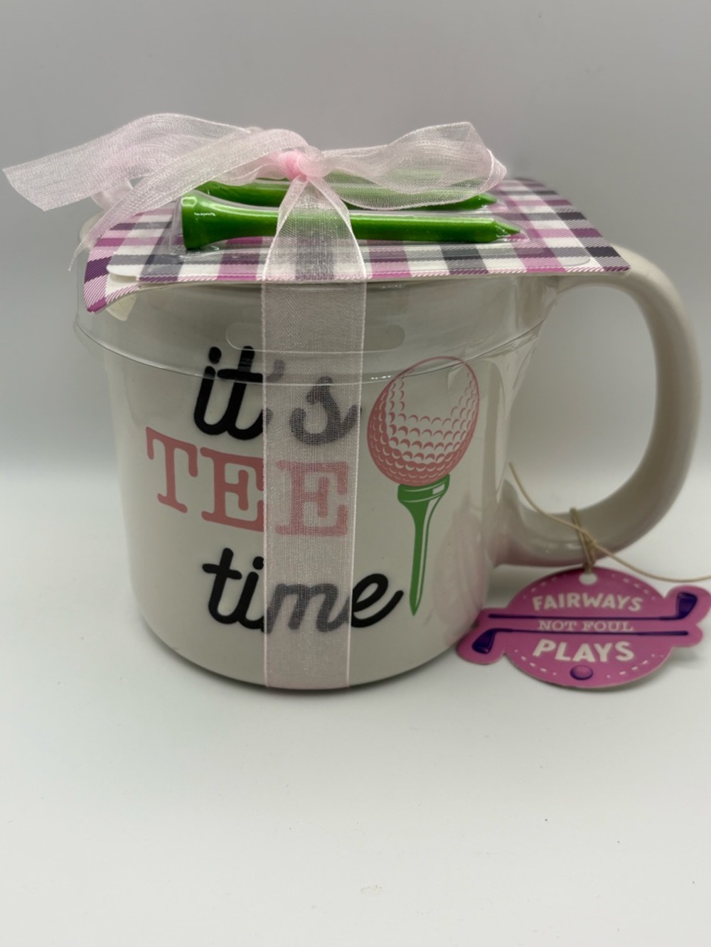 'It's Tee Time' Pink & Green Golf Mug Gift Set